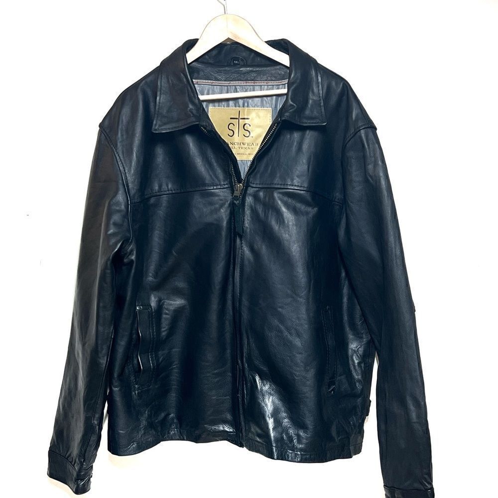 New STS Ranchwear Rifleman Black Angus Leather Jacket Mens Sz 3XL